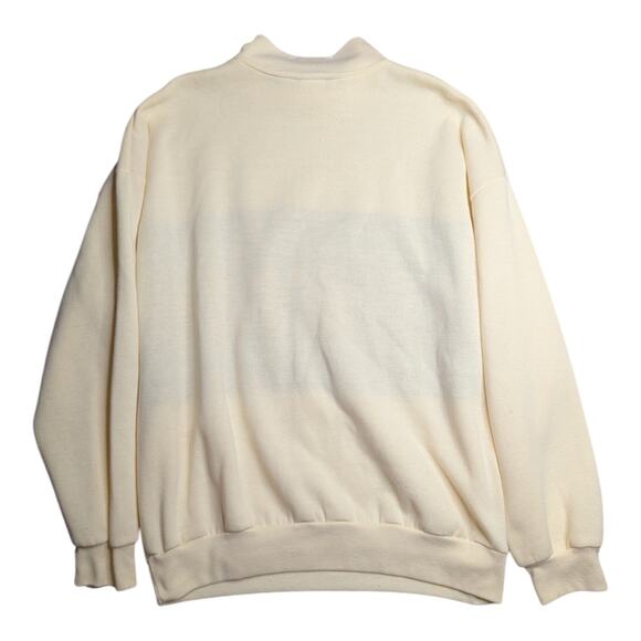 Vtg 1980s Act III Ivory Mock Neck Knit Heart Panel Light Pullover Sweater L - Picture 2 of 5